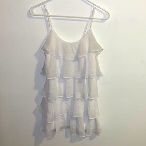 White ruffle tank top size L